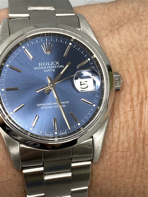 rolex oyster perpetual 34 date blue|Rolex Oyster Perpetual 34mm price.